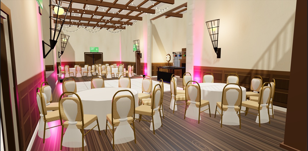 Step 2 — the same event layout viewed in interactive 3D