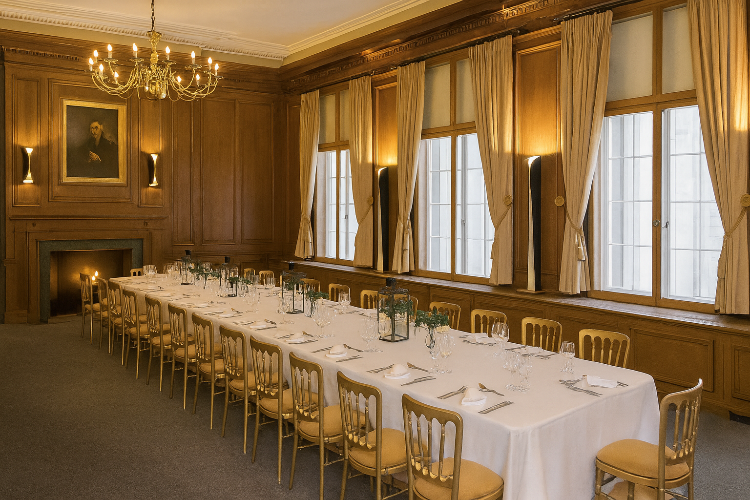 Boardroom example step 5 — the AI-generated photorealistic visual of the dinner in the real boardroom